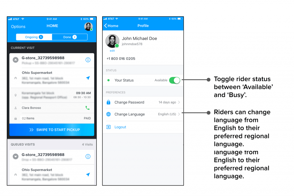 Locus App_Rider profile management