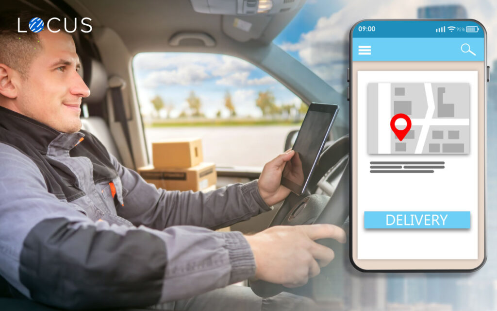 A fleet driver using Locus route planning software for last mile delivery on his smartphone.