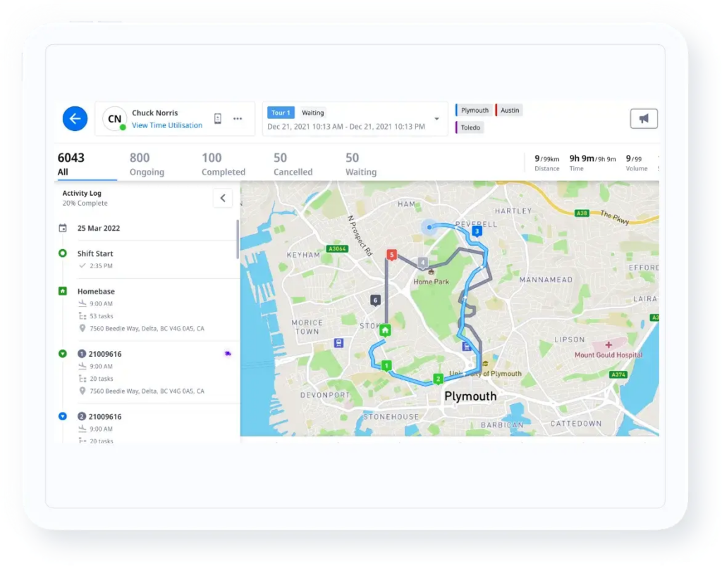 Real-time order tracking with live updates and predictive alerts.