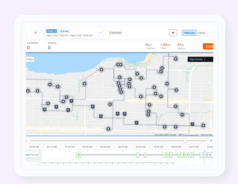 The Locus control tower dashboard showing real-time fleet tracking with live route monitoring and centralized dispatch management.